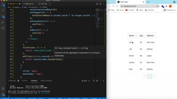 How to Add Search in Ant Design Table Columns |  Filter Data using Antd Table Search | ReactJS