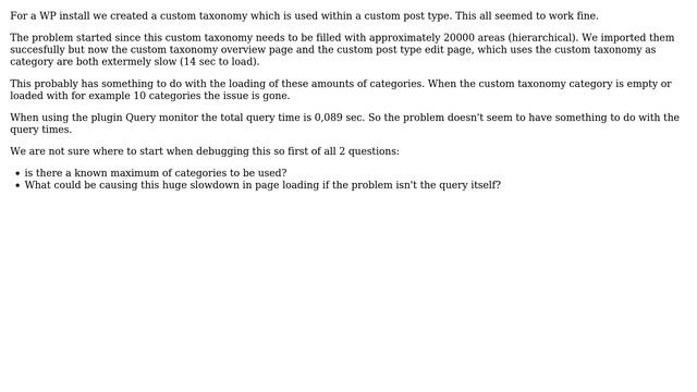 Wordpress: Category page and edit post page with this category very slow смотреть онлайн