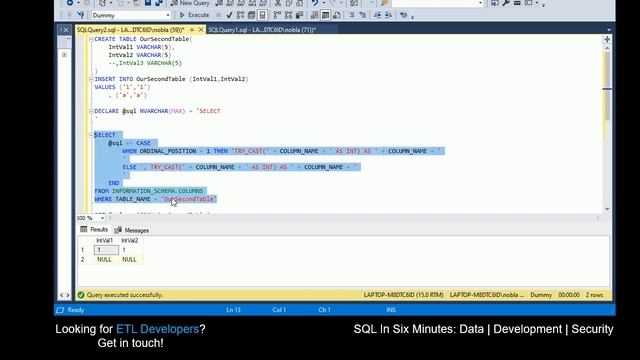 Dynamic SQL and Schema Changes смотреть онлайн