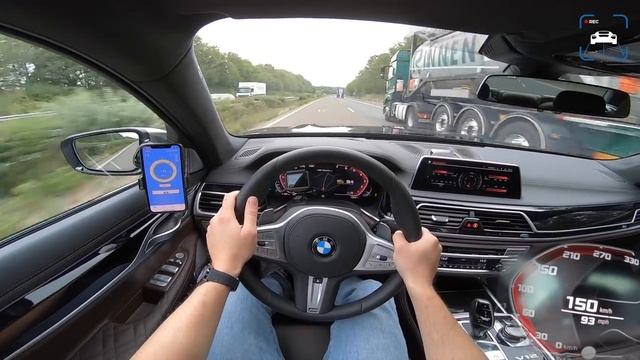 BMW M760Li V12 максимальная скорость автобан POV