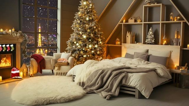 Christmas Jazz 2024 ? Soothing Jazz Music In Cozy Bedroom Ambience With Fireplace Sounds