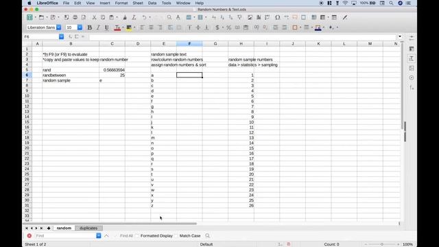 Spreadsheet LibreOffice Calc Random Numbers & Samples смотреть онлайн
