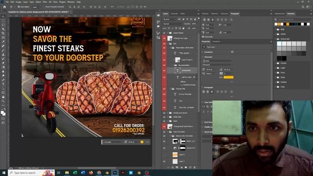 Create a Free Restaurant Delivery Poster with PSD Template || Antor Ansar || смотреть онлайн