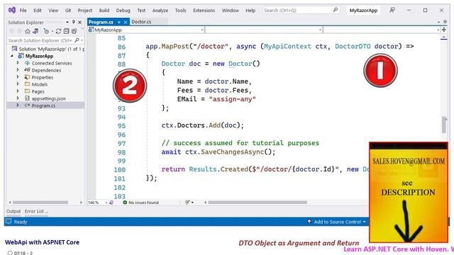 DTO Object as Argument and Return in a WebApi | Web Api with ASPNET Core смотреть онлайн