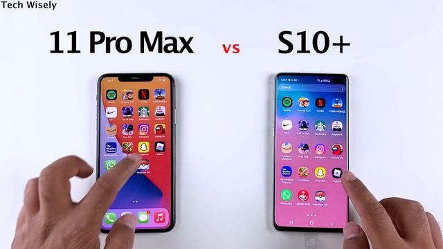 iPhone 11 Pro Max vs SAMSUNG S10 Plus Speed Test смотреть онлайн