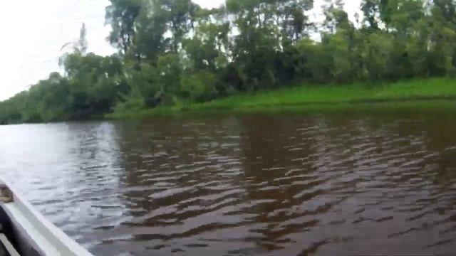 На моторной лодке по реке. смотреть онлайн