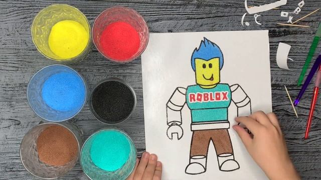 Матвей рисует песком картину Роблокс - Matvey draws a picture of Roblox with sand смотреть онлайн
