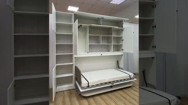 Горизонтальная шкаф-кровать трансформер со столом смотреть онлайн