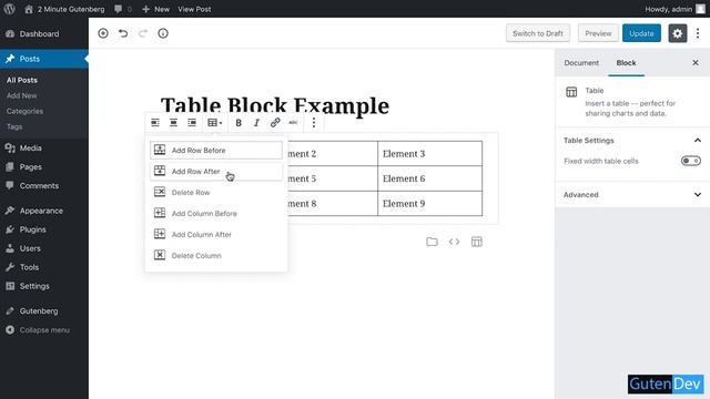 2 Minute Gutenberg - Formatting Blocks - Table - WordPress 5.0 смотреть онлайн