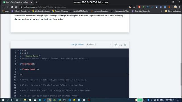 HackerRank 30 Day's of Code Solution | Python | Day 1 | Data Types смотреть онлайн