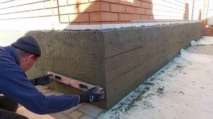 Отделка утеплённого пеноплэксом цоколя под Греческий камень раствором ЦПС