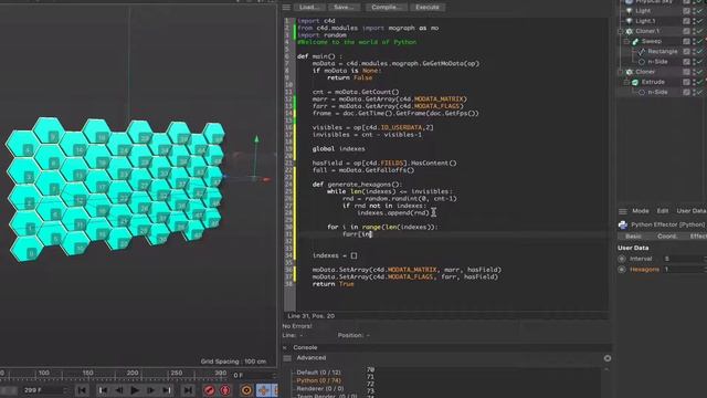 Cinema 4D Python Tutorial 1: Hexagon Display Effector смотреть онлайн