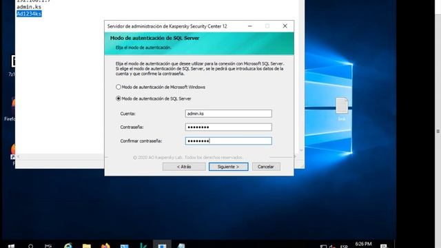 KS INSTALACION KASPERSKY SECURITY CENTER 12 - SQL SERVER смотреть онлайн