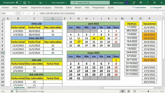 Cómo usar las Funciones: DIAS.LAB; DIAS.LAB.INTL; DIA.LAB y DIA.LAB.INTL de Excel / Días Laborables смотреть онлайн