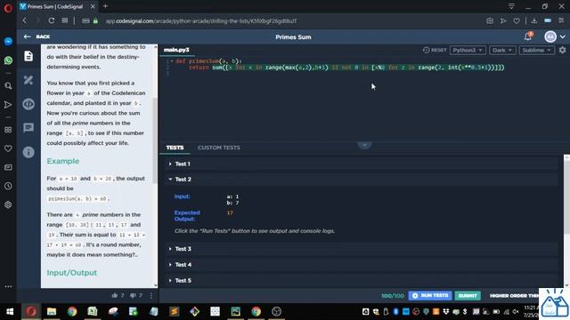 Python - CodeSignal Primes Sum 64 смотреть онлайн