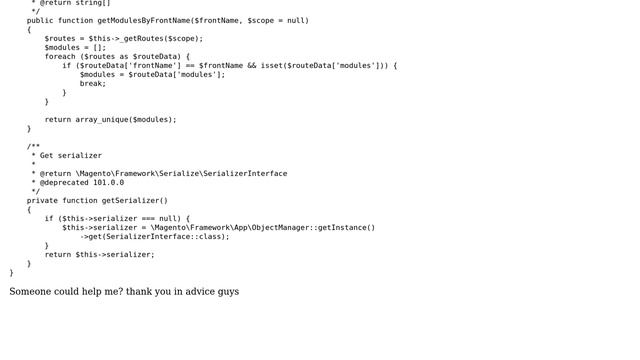 Undefined index: frontName in /var/www/html/magento/vendor/magento/framework/App/Route/Config.php смотреть онлайн