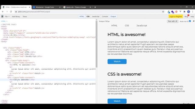 Простые табы на HTML, CSS, Jquery смотреть онлайн