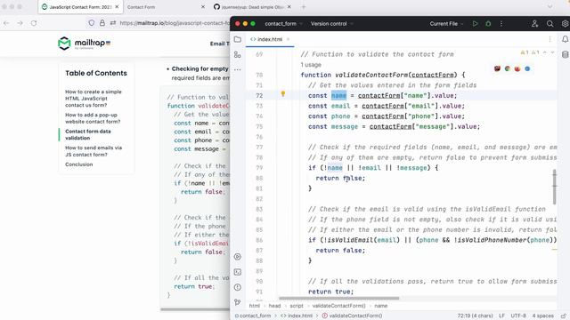 Contact Form Validation in JavaScript - Tutorial by Mailtrap смотреть онлайн