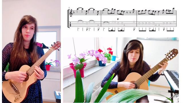 G.F. Händel: Sonata in F major for flute and basso continuo on ukulele and guitar with tabs смотреть онлайн