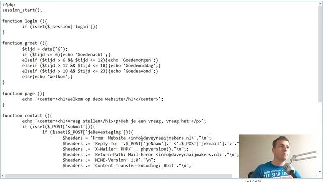 Een php SESSION() maken | PHP #8 | Programmeren met Davey Raaijmakers смотреть онлайн