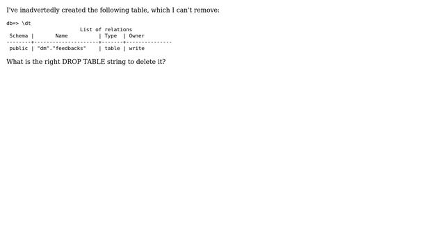 How can I drop a PostgreSQL table with double quotes in its name? смотреть онлайн