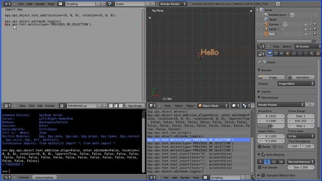 Blender 2.5 Introduction to Python Scripting Displaying 'Hello World' Tutorial смотреть онлайн