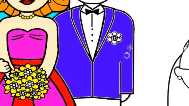 Little Bride and Groom Coloring Page | How to Draw Groom Bride смотреть онлайн