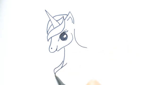 Как нарисовать лежащего единорога. Лошадка. Рисунок фломастером. смотреть онлайн