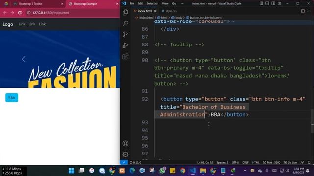 23. Tooltip Design | Bootstrap | CSS Framework | @amimasudbd смотреть онлайн
