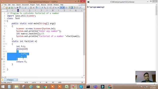 Java program to calculate factorial of a number смотреть онлайн