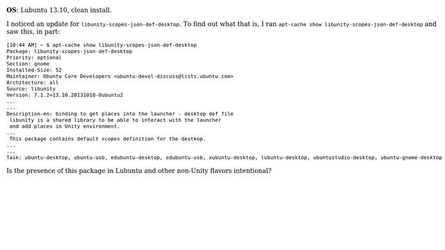 Ubuntu: Why is "libunity-scopes-json-def-desktop" part of non-Unity flavors in 13.10? смотреть онлайн