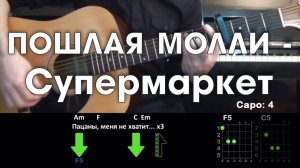 ПОШЛАЯ МОЛЛИ - Супермаркет \ Разбор песни на гитаре \ Без баррэ