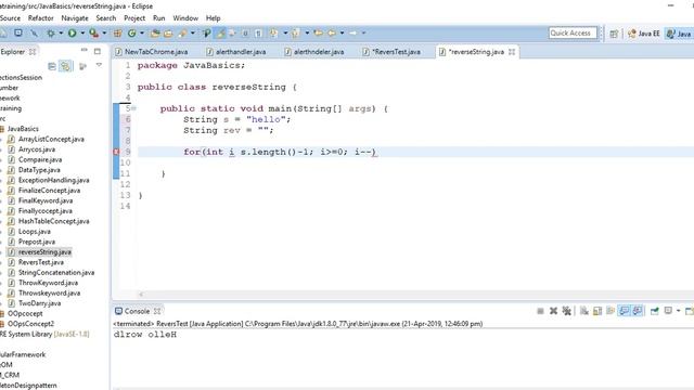 Reverse string in java using for loop. How to print a string in reverse order. смотреть онлайн