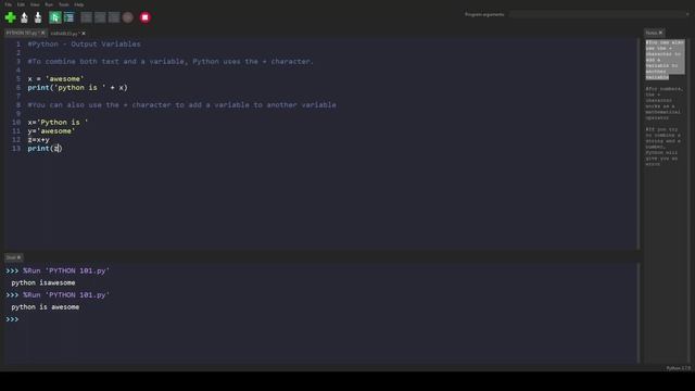 Python Basics 4 # Output Variables смотреть онлайн