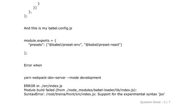 JavaScript : Support for the experimental syntax 'jsx' isn't currently enabled смотреть онлайн