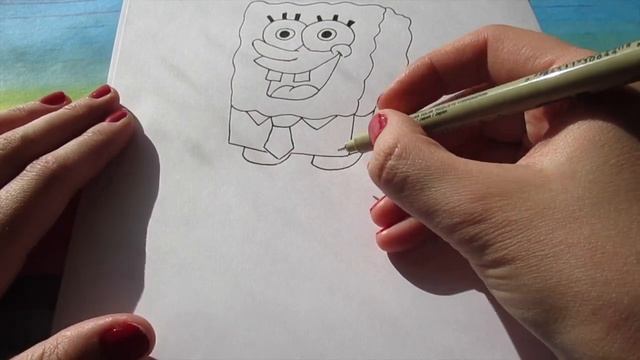 Губка Боб РИСУНОК . Как нарисовать Губку Боба квадратные штаны? Урок рисования Спанч Боба смотреть онлайн