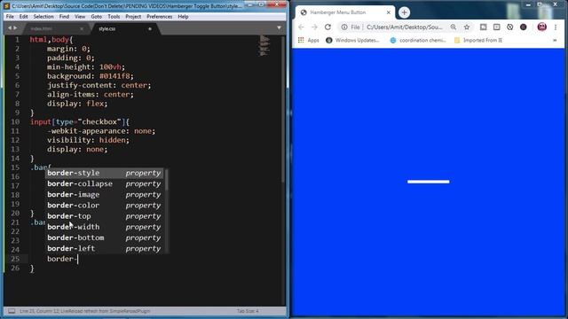 Animated Hamburger Menu Bar Using HTML & CSS | CSS Tutorial смотреть онлайн