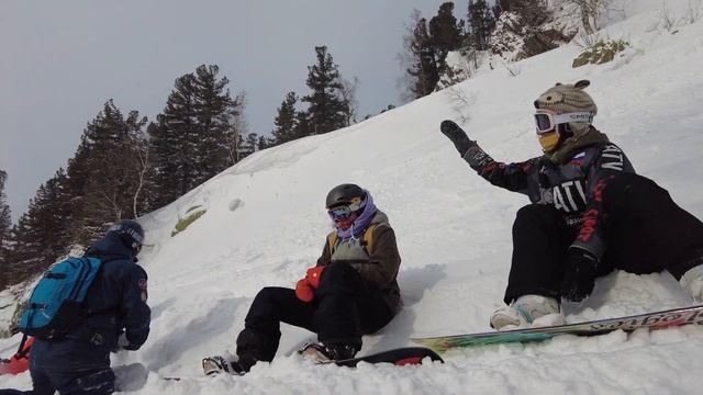 Шерегеш. Сноуборд. Фрирайд с ратраков.
