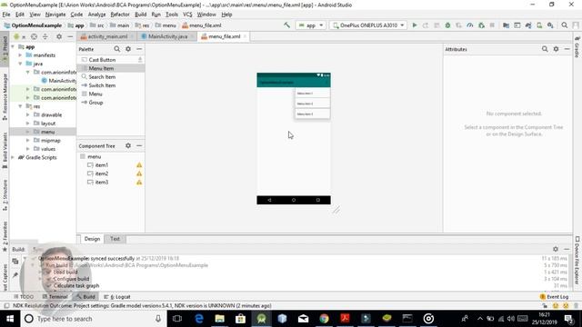 Android Option Menu Example смотреть онлайн