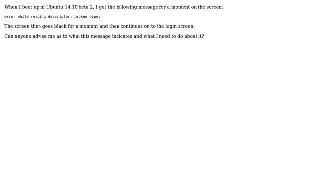 Ubuntu: Broken pipe error message смотреть онлайн