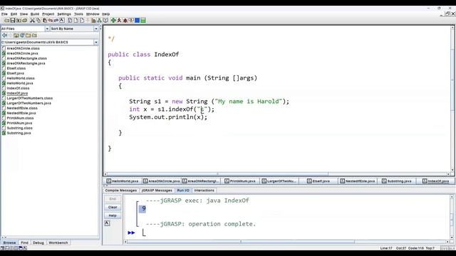Java IndexOf смотреть онлайн