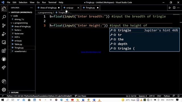 Python Program To Calculate The Area of a Triangle | Area of a Triangle in python|| area of tringle смотреть онлайн