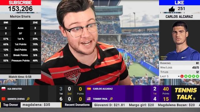 SWIATEK vs ZHENG | WTA Cincinnati Open 2023 | LIVE Tennis Play-by-Play смотреть онлайн