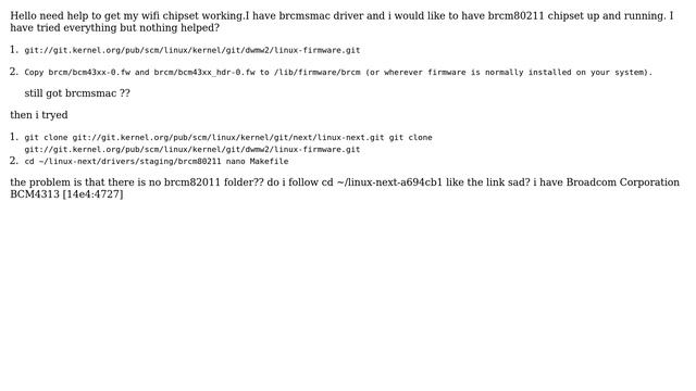 Ubuntu: Broadcom brcm80211 installation from source смотреть онлайн