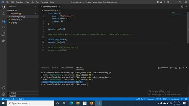 How to delete key value pairs from a Javascript object using delete operator delete key from objec смотреть онлайн