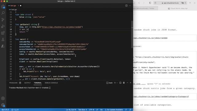 Twitter Bot - Part 2 - Golang - 5minsofcode.com смотреть онлайн