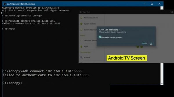 Mirror screen Android TV to Windows control keyboard mouse SCRCPY LAN WIFI