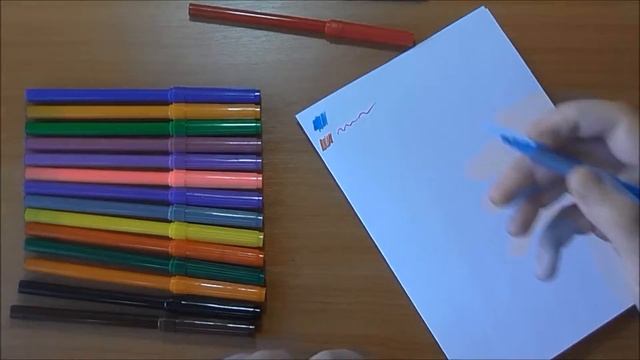 Фломастеры Mitoo (Китай) 18 цветов. Распаковка. Тест смотреть онлайн