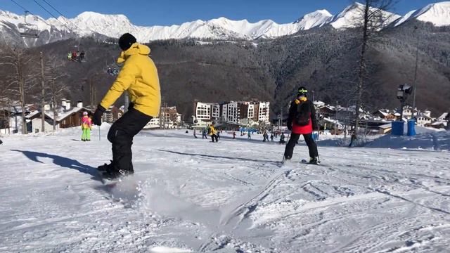 Поклончики впервые на сноуборде в Роза Хутор, 2020. смотреть онлайн