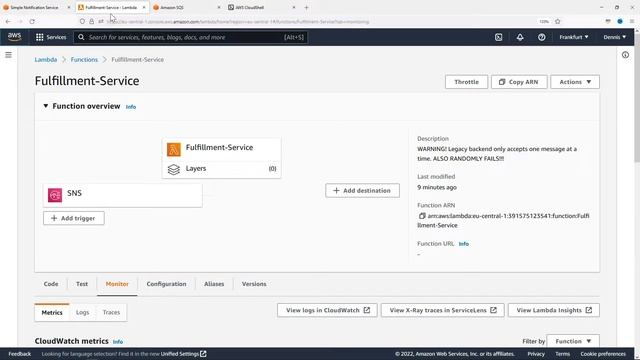 How to connect a Lambda function to SNS using an SQS queue смотреть онлайн